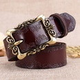 Twocolor womens retro cowhide new wide embossed pattern casual belt leatherpicture17